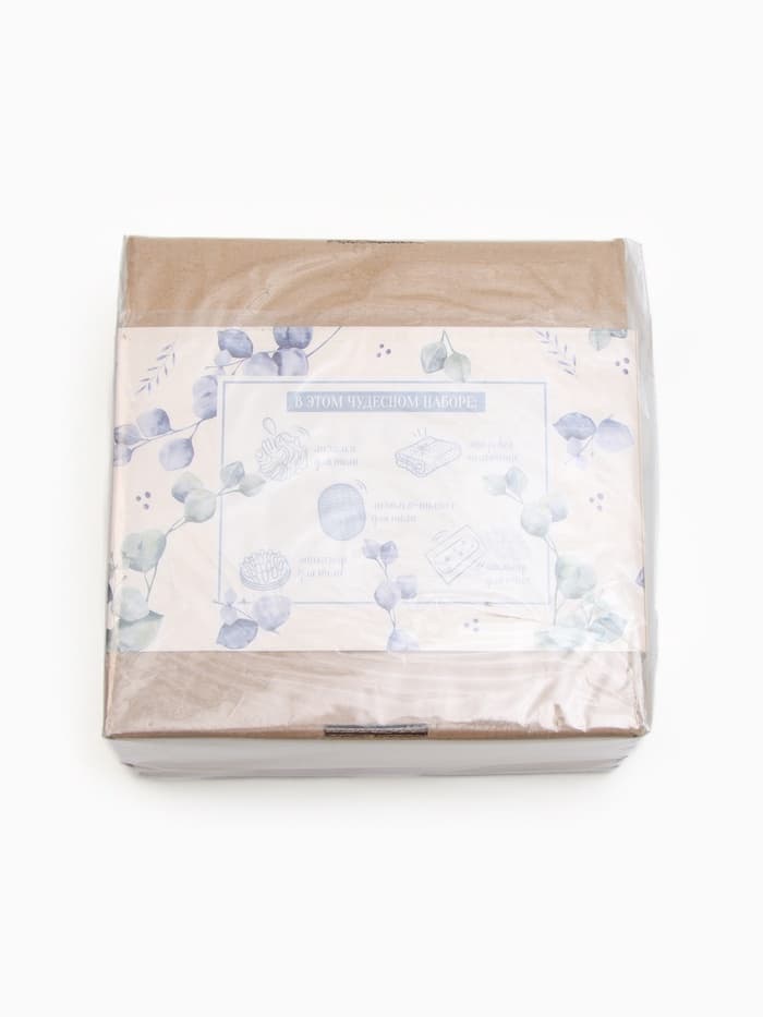 Подарочный набор «Этель» Eucaliptus, полотенце 30×60 см, мочалка, массажёр