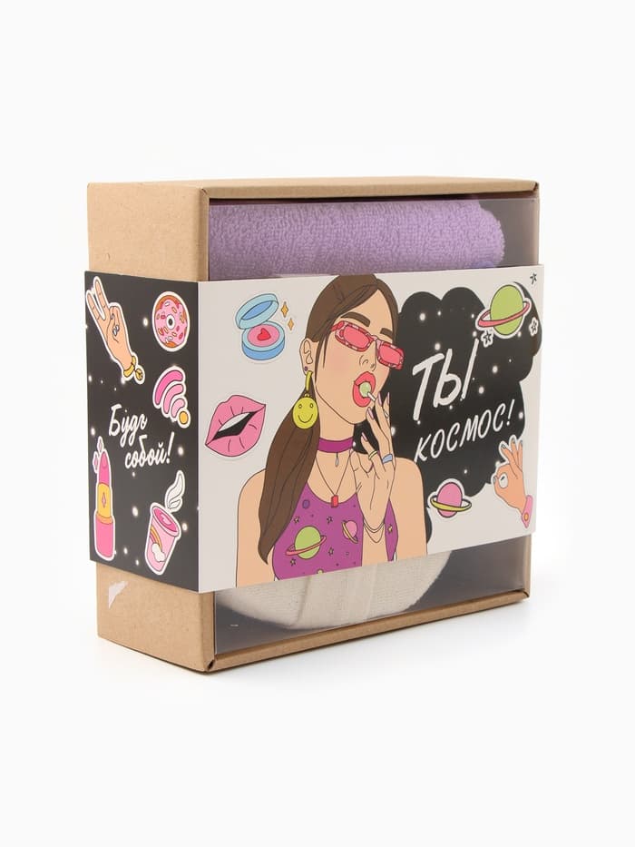Подарочный набор «Этель. Ты космос», полотенце 30×60 см, мочалка, массажёр