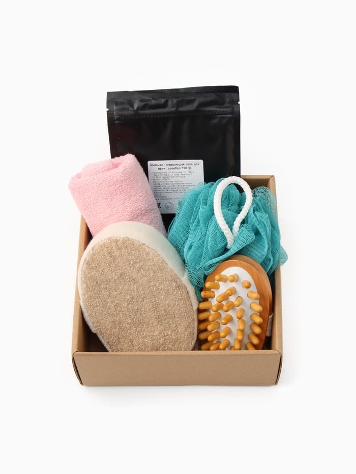 Подарочный набор «Этель» Drama queen, полотенце 30×60 см, мочалка, массажёр