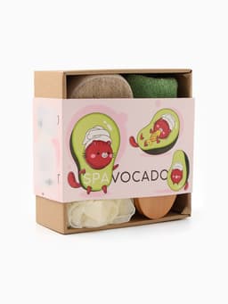 Подарочный набор «Этель» Avocado, полотенце 30×60 см, мочалка, массажёр