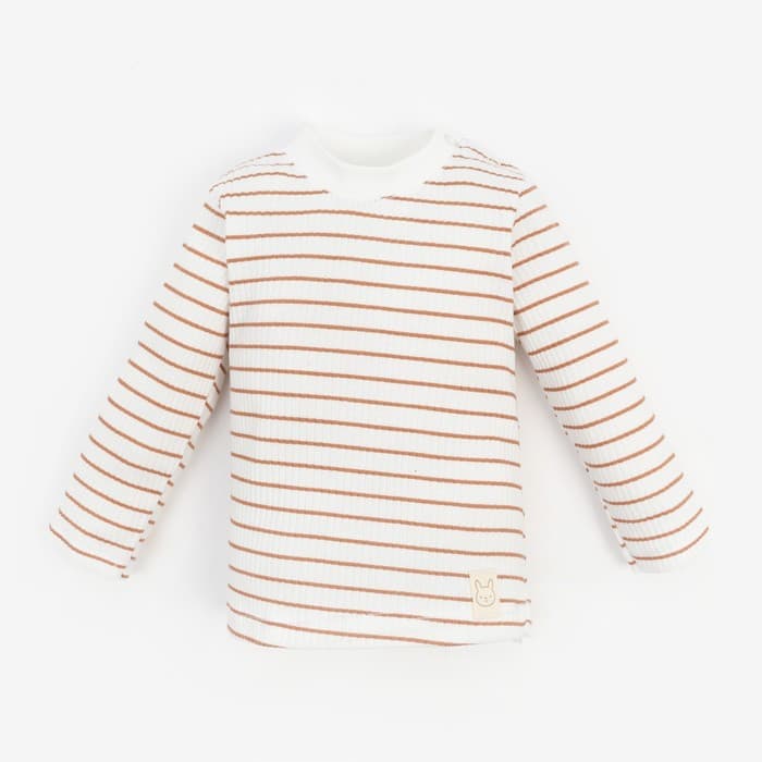 Лонгслив «Крошка Я» BASIC LINE, рост 74-80 см, полоска бежевая