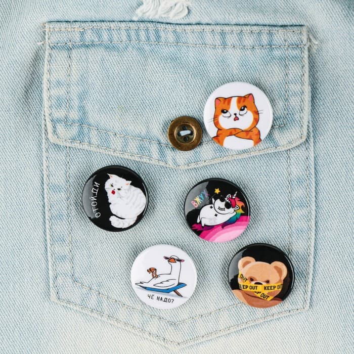 Значок металлический, закатной «Треш персонажи», d=2.5 см, МИКС