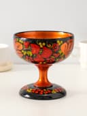 Конфетница на ножке «Сласть», 14.5×15 см, дерево, хохлома