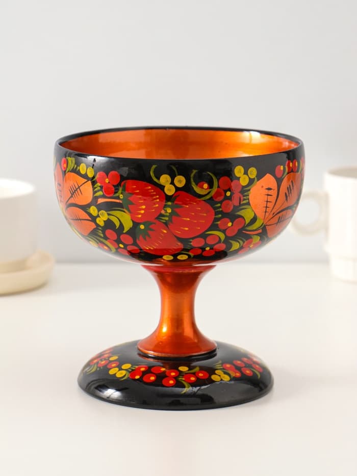 Конфетница на ножке «Сласть», 14.5×15 см, дерево, хохлома