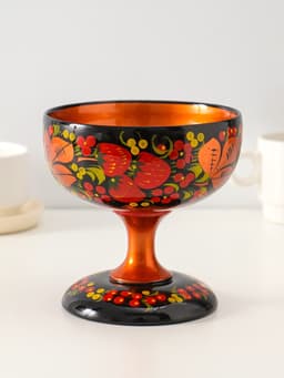 Конфетница на ножке «Сласть», 14.5×15 см, дерево, хохлома