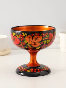 Конфетница на ножке «Сласть», 14.5×15 см, дерево, хохлома