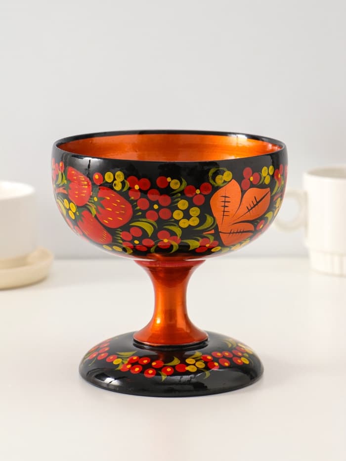 Конфетница на ножке «Сласть», 14.5×15 см, дерево, хохлома