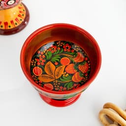 Конфетница на ножке «Сласть», 14.5×15 см, дерево, хохлома