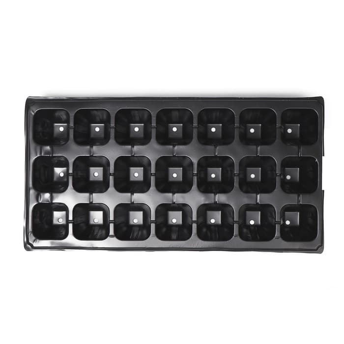 Кассета для рассады, 21 ячейка по 150 мл, пластик, чёрная, 54×28×7 см, Greengo