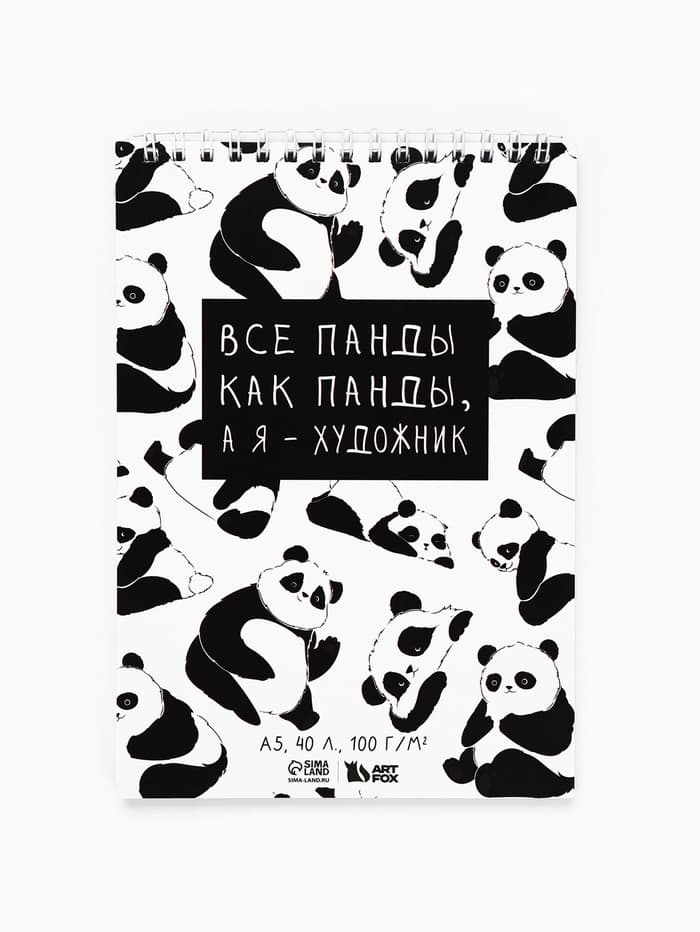 Скетчбук А5, 40 л 100 г/м² «Панда»