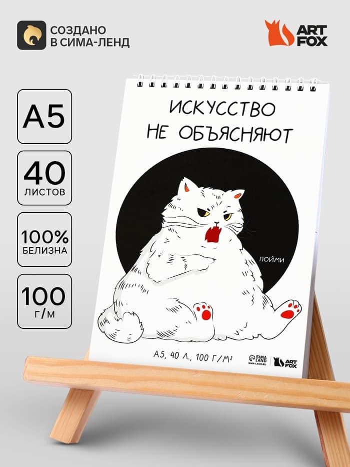 Скетчбук А5, 40 л 100 г/м² «Кот»