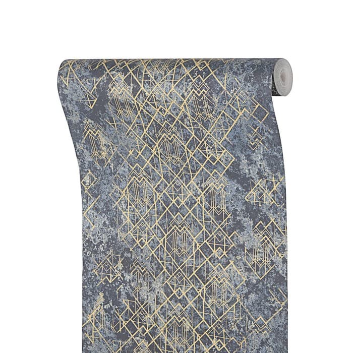 Бумажные обои для стены «Гэтсби 1075-10», 0.53×10.05 м, цвет синий/золотистый