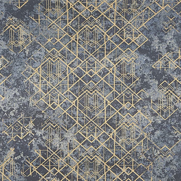 Бумажные обои для стены «Гэтсби 1075-10», 0.53×10.05 м, цвет синий/золотистый