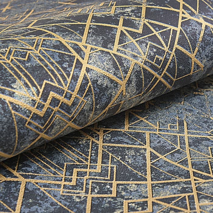 Бумажные обои для стены «Гэтсби 1075-10», 0.53×10.05 м, цвет синий/золотистый