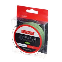 Леска плетеная YUGANA X4 PE, диаметр 0.1 мм, 7.7 кг, 100 м, зелёная