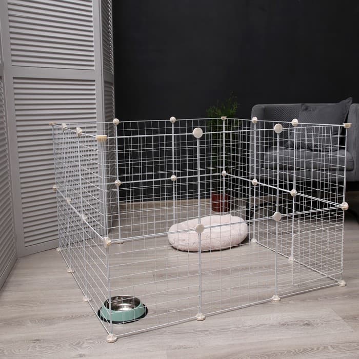 Вольер, 210×210×35 см, 24 секции, звено 35×35 см, металл, белый