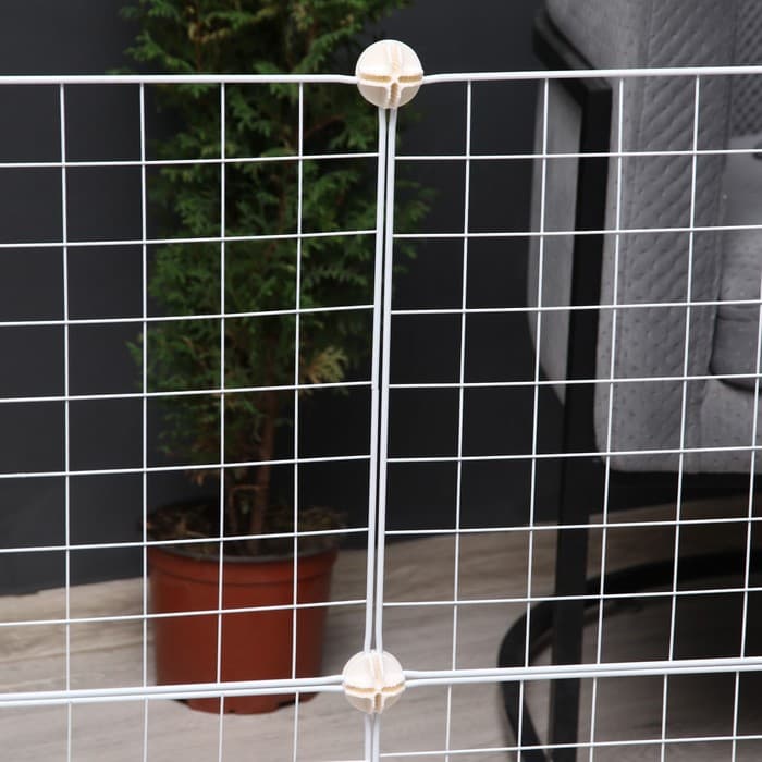 Вольер, 210×210×35 см, 24 секции, звено 35×35 см, металл, белый