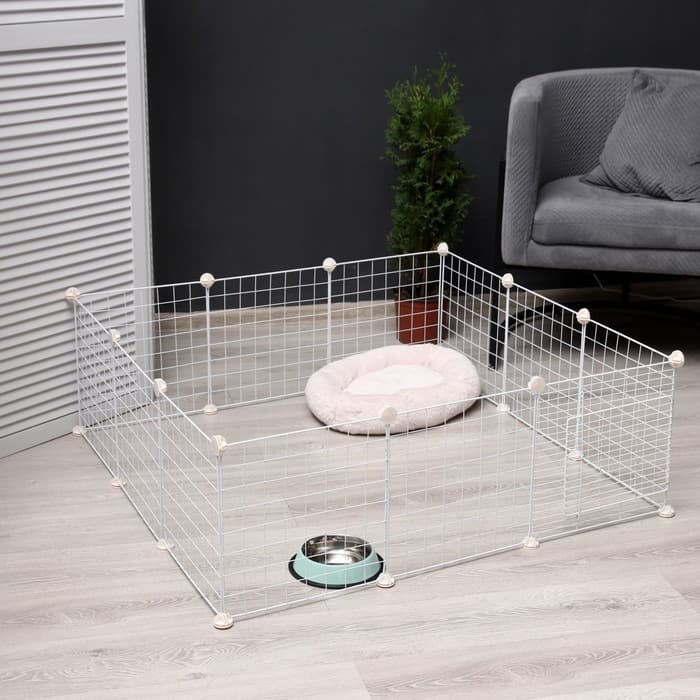 Вольер, 105×105×35 см, 12 секций, звено 35×35 см, металл, белый