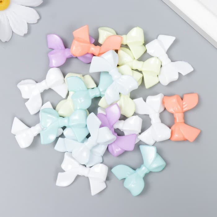 Декор для творчества пластик «Бантик пастельные оттенки», 0.8×2.4×3.4 см, МИКС