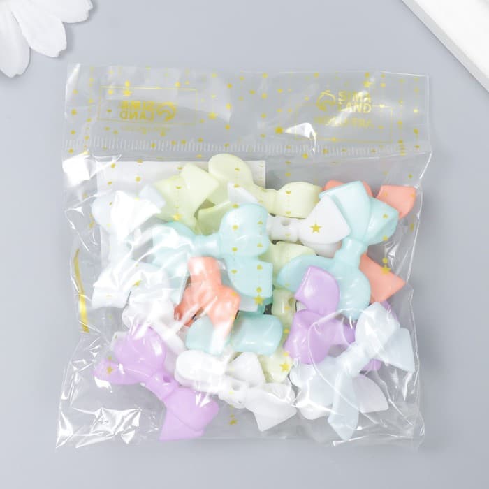 Декор для творчества пластик «Бантик пастельные оттенки», 0.8×2.4×3.4 см, МИКС