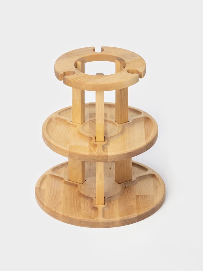 Менажница Adelica, 3-х ярусная с подставкой для вина, d=30×1.8 см, d=26×1.8 см, d=20×1.8 см, дерево берёза, в подарочной коробке