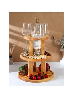 Менажница Adelica, 3-х ярусная с подставкой для вина, d=30×1.8 см, d=26×1.8 см, d=20×1.8 см, дерево берёза, в подарочной коробке
