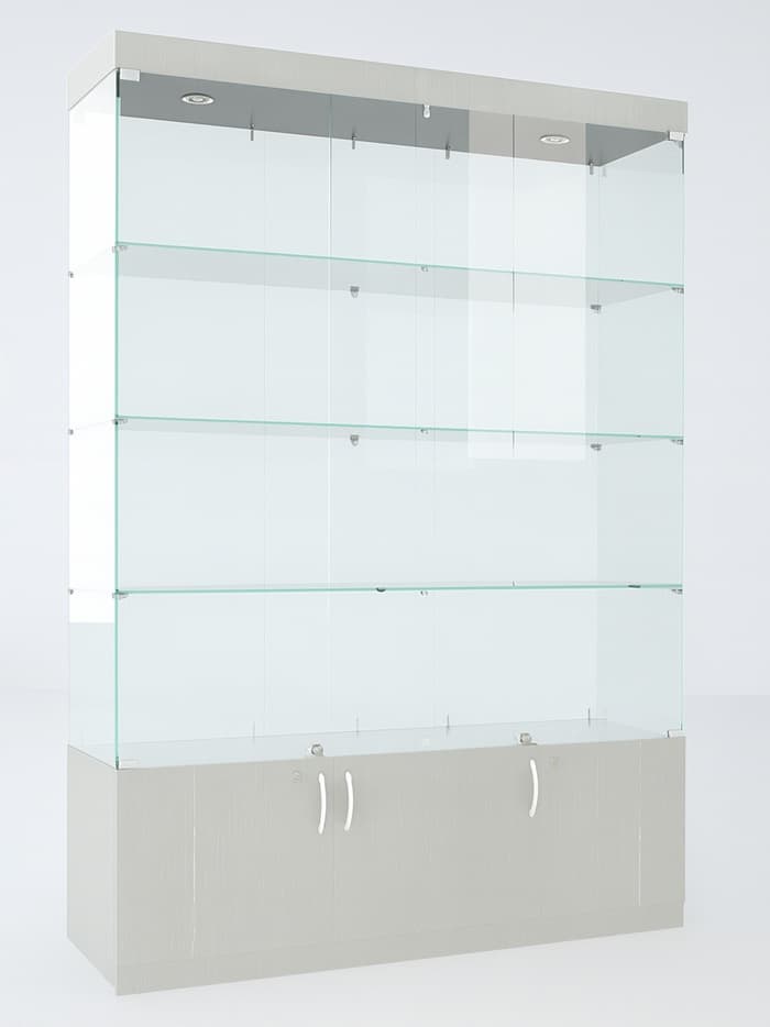 Витрина В 154 ВД, 1520×450×2150, ЛДСП, стекло, серая