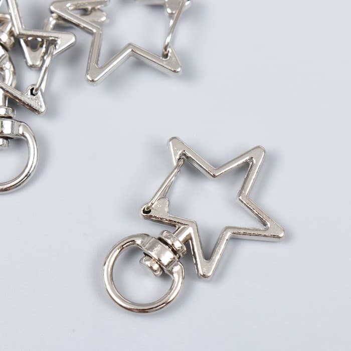 Карабин металл с кольцом «Звезда», под серебро, 3.4×2.3 см