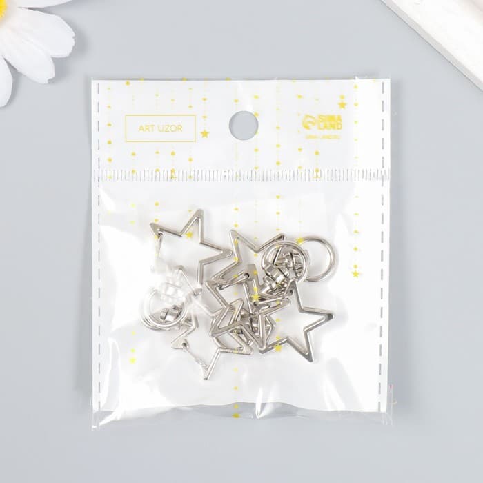 Карабин металл с кольцом «Звезда», под серебро, 3.4×2.3 см