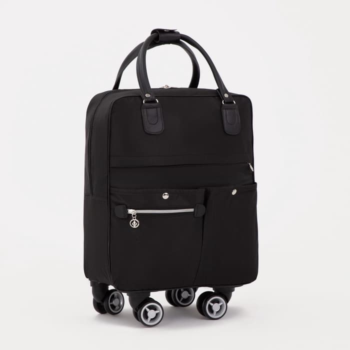 Сумка дорожная 18" на 4 колёсах, отдел на молнии, 4 наружных кармана, чёрная