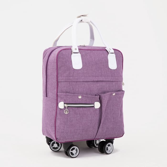 Сумка дорожная 18" на 4 колёсах, отдел на молнии, 4 наружных кармана, фиолетовая