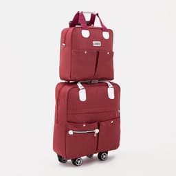 Сумка дорожная 2 в 1 на 4 колёсах 20", отдел на молнии, 4 наружных кармана, бордовая