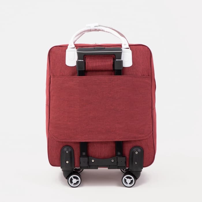 Сумка дорожная 2 в 1 на 4 колёсах 20", отдел на молнии, 4 наружных кармана, бордовая