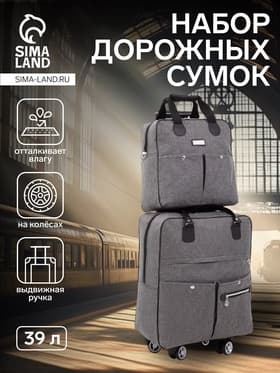 Сумка дорожная 2 в 1 на 4 колёсах 20", отдел на молнии, 4 наружных кармана, серая