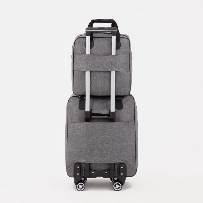 Сумка дорожная 2 в 1 на 4 колёсах 20", отдел на молнии, 4 наружных кармана, серая