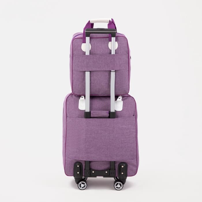 Сумка дорожная 2 в 1 на 4 колёсах 20", отдел на молнии, 4 наружных кармана, фиолетовая