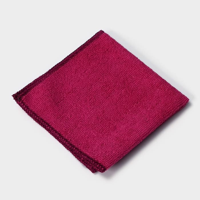 Салфетка универсальная Доляна, 220 г/м², 30×30 см, микрофибра, c оверлоком, розовая