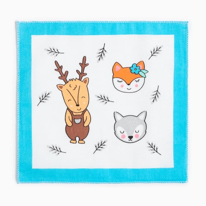 Платки носовые детские «Крошка Я. Зверята», 21×21 см, набор 12 шт., хлопок 100%, МИКС