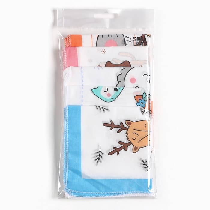 Платки носовые детские «Крошка Я. Зверята», 21×21 см, набор 12 шт., хлопок 100%, МИКС