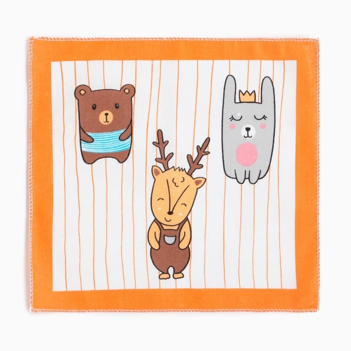 Платки носовые детские «Крошка Я. Зверята», 21×21 см, набор 12 шт., хлопок 100%, МИКС