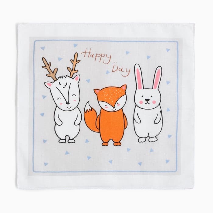 Платки носовые детские «Крошка Я. Зверята», 21×21 см, набор 12 шт., хлопок 100%, МИКС