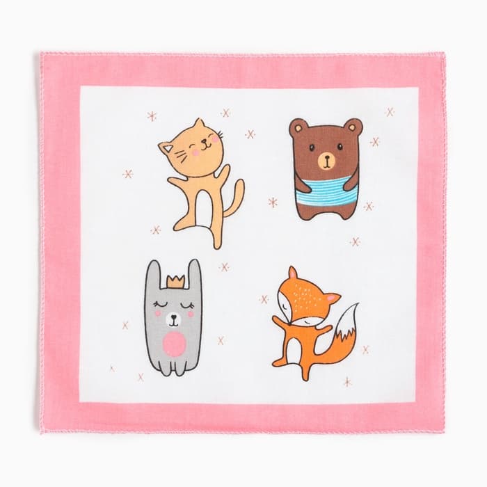 Платки носовые детские «Крошка Я. Зверята», 21×21 см, набор 12 шт., хлопок 100%, МИКС