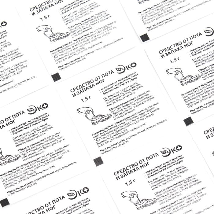 Средство от пота и запаха ног Экотекс, 10 пакетиков по 1.5 г