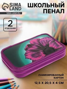 Пенал школьный, 2 секции, 12.5×20.5×4 см «Цветок»
