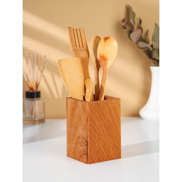 Подставка для столовых приборов Adelica, 12×8×8 см, дерево дуб