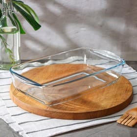 Форма для выпечки и запекания Paşabahçe Borcam, 2.7 л, 33.6×19×7 см, прямоугольная, жаропрочное стекло, прозрачная