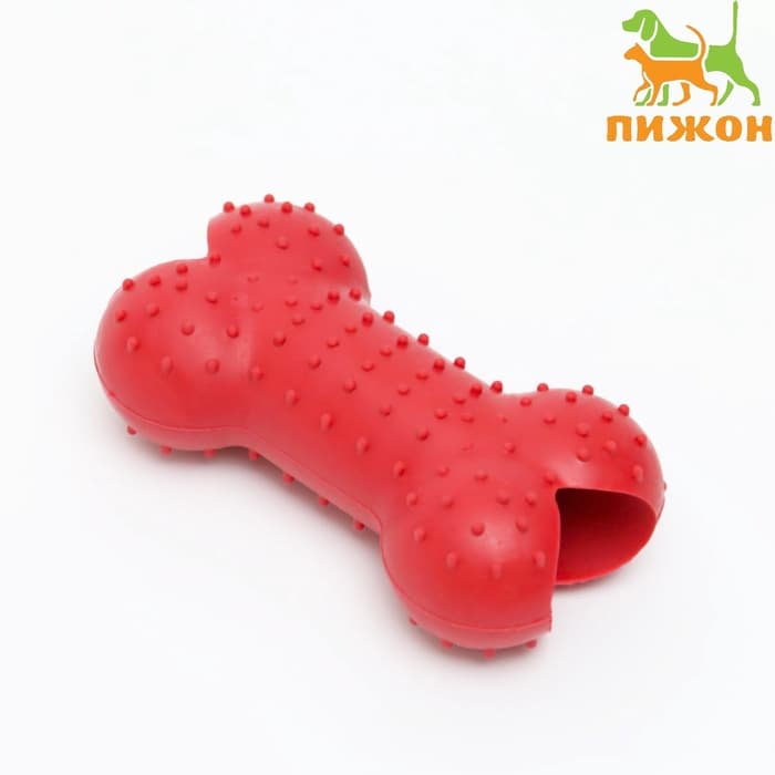 Жевательная игрушка для собак «Кость малая», 8.5 см, TPR, красная