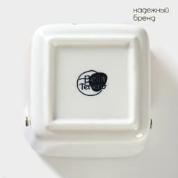 Банка для хранения сыпучих продуктов с ложкой «Эстет. Овощи», 250 мл, с бамбуковой крышкой, фарфоровая, белая