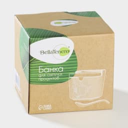 Банка для хранения сыпучих продуктов с ложкой BellaTenero «Эстет. Овощи», 250 мл, с бамбуковой крышкой, фарфоровая, цвет белый