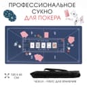 Сукно для покера, прорезиненное, 120×60 см, толщина 3 мм, синее